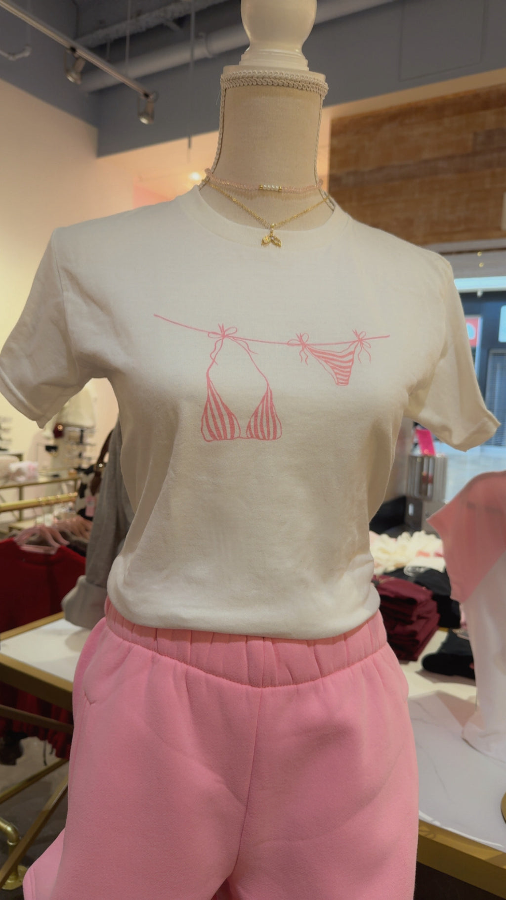 Bikini Clothesline Graphic Baby Tee (Adult/Tweens)