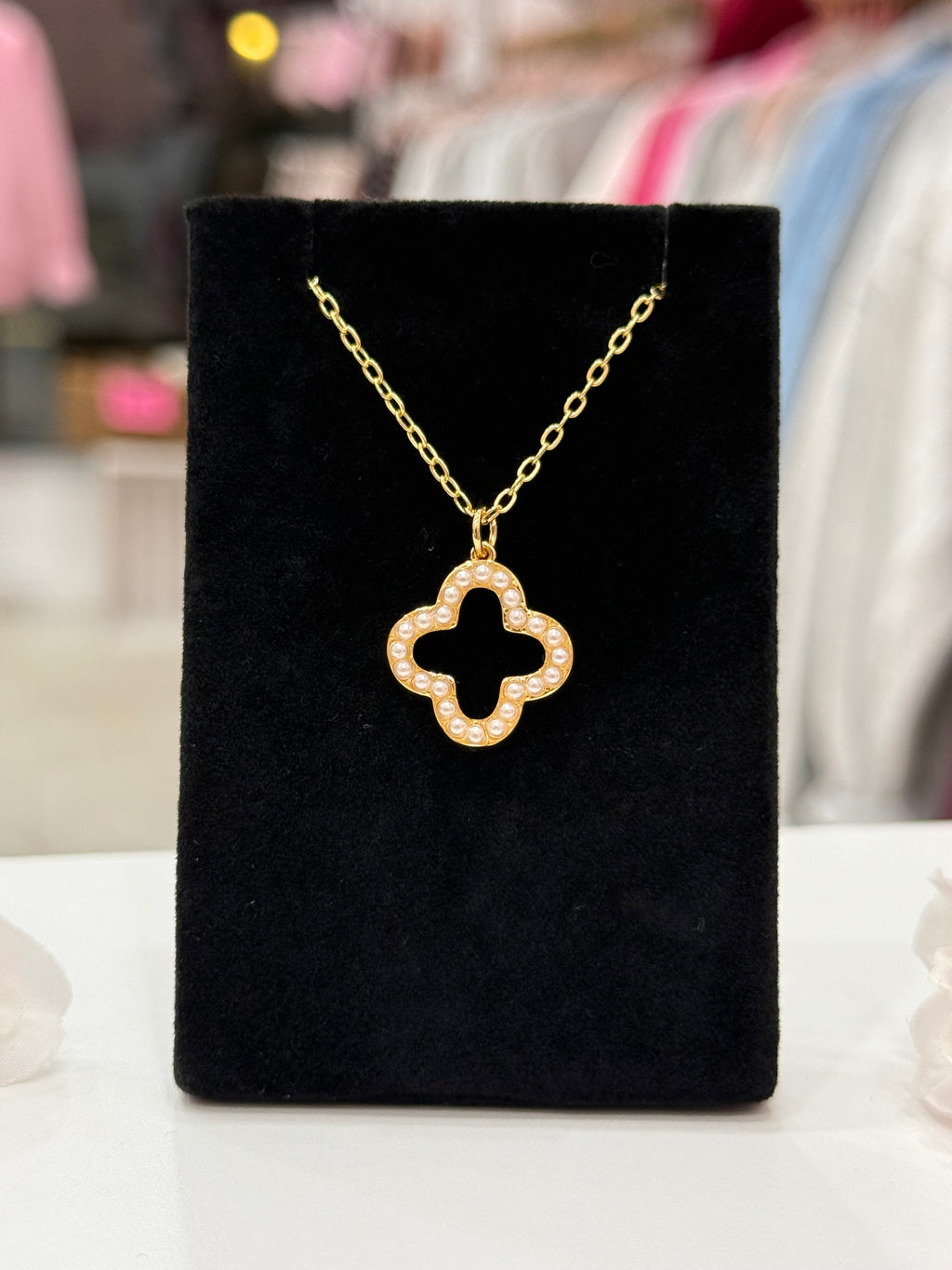 Pearl Van Cleef Inspired Quatrefoil Gold Filled Necklace