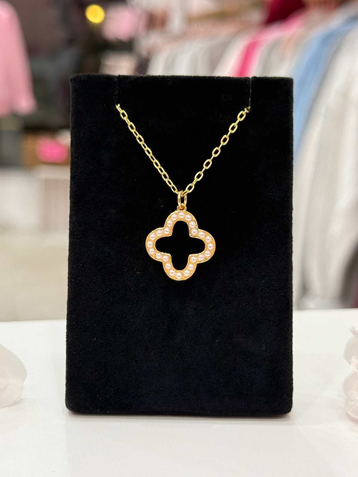 Pearl Van Cleef Inspired Quatrefoil Gold Filled Necklace