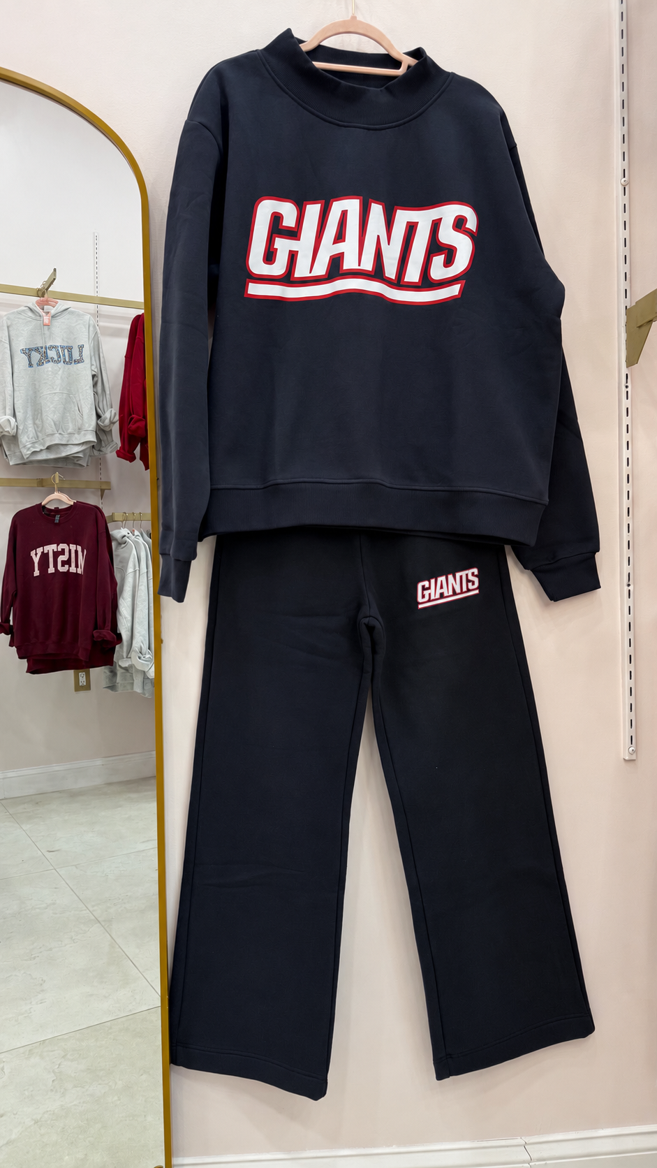 Giants Inspired Mockneck Sweatshirt (Matching sweatpants also available)