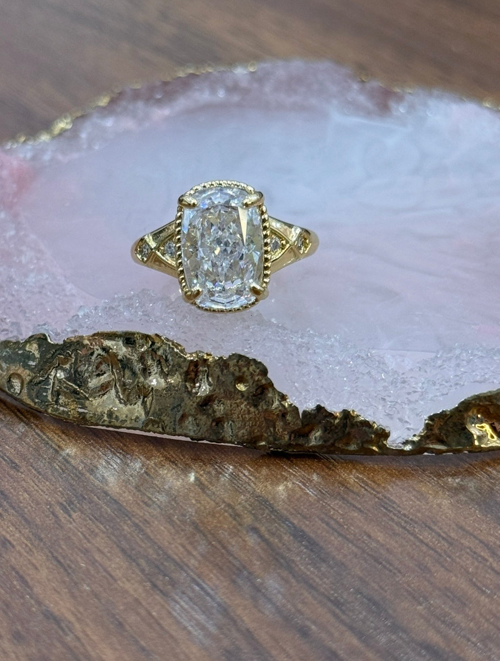 Vintage Cushion Cut CZ Adjustable Gold Filled Ring