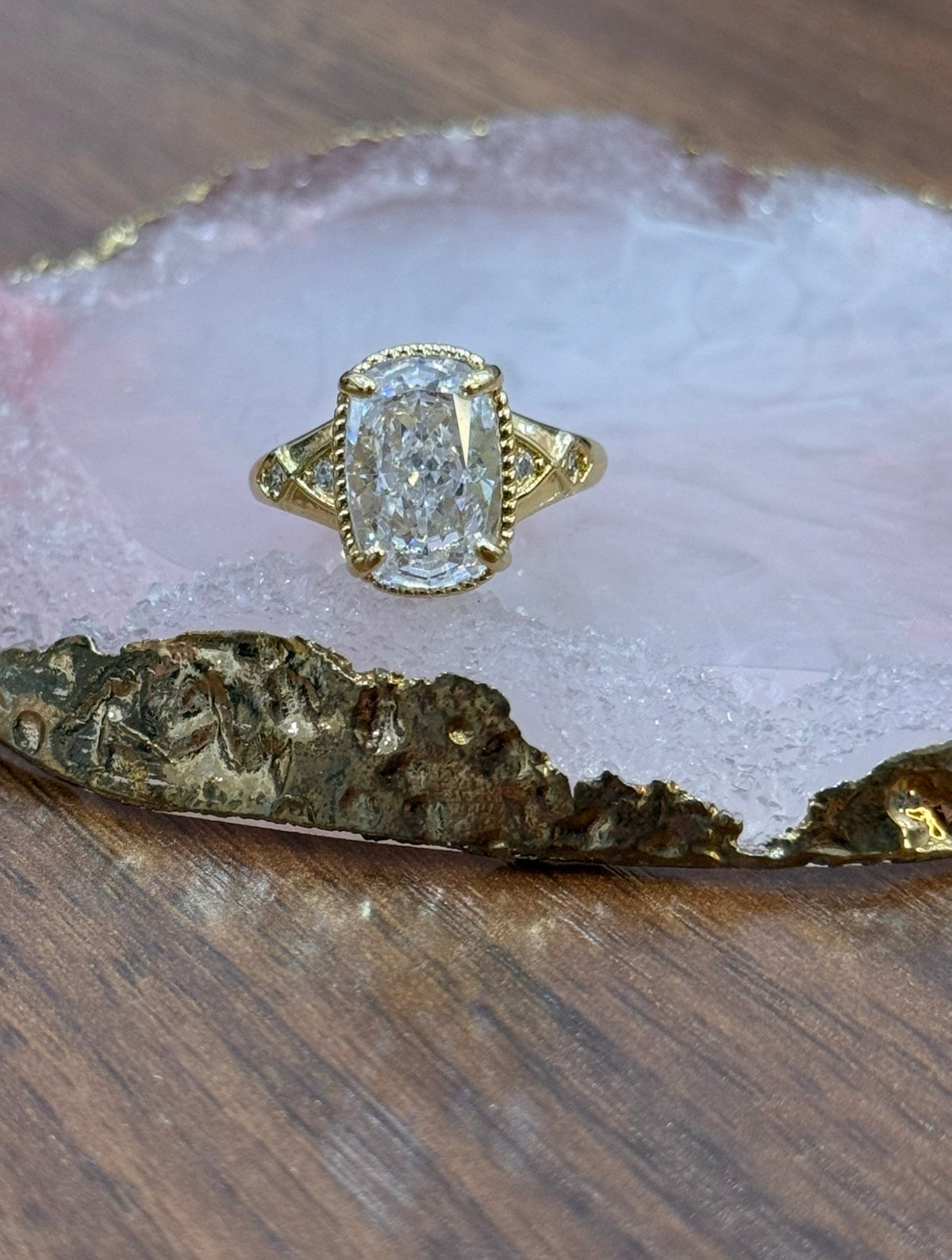 Vintage Cushion Cut CZ Adjustable Gold Filled Ring