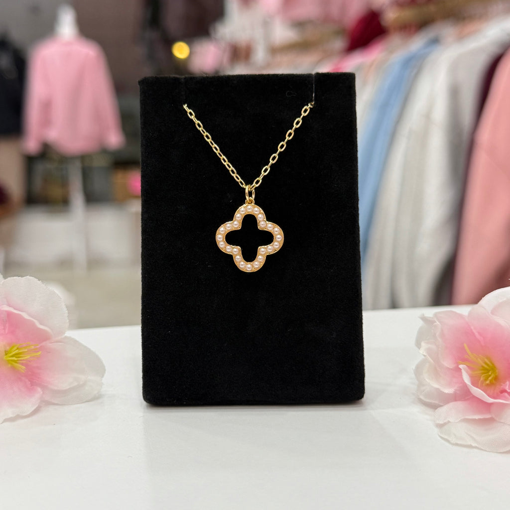 Pearl Van Cleef Inspired Quatrefoil Gold Filled Necklace