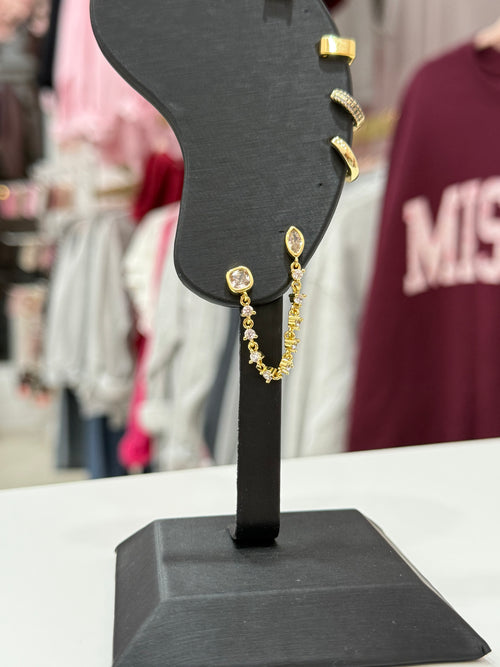 Chain Link Dangle Double Gold Filled Earrings