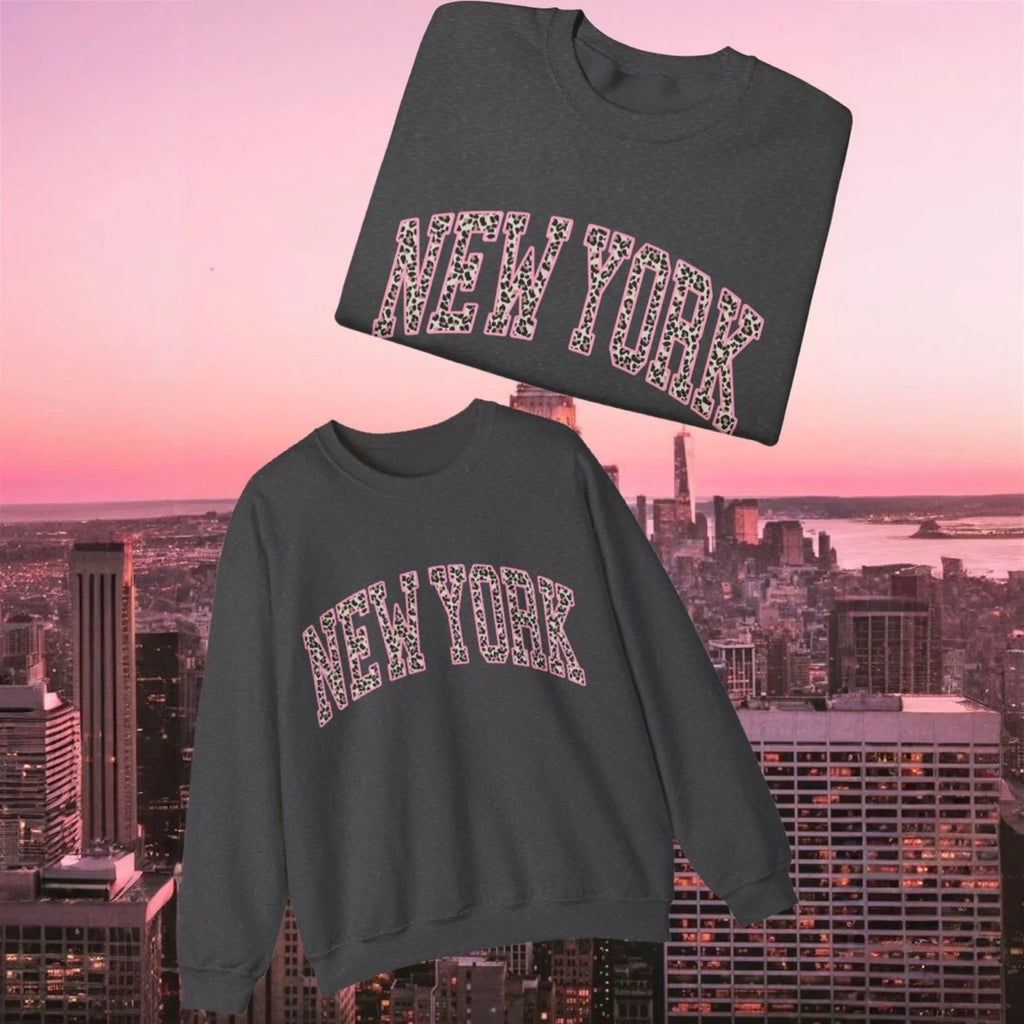 New York Leopard Graphic Sweatshirt (Adult/Tweens)