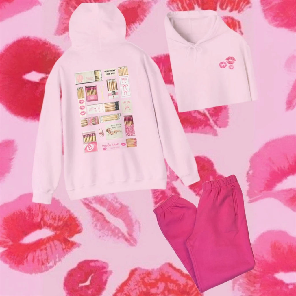 Pink Coquette Matchbox Graphic Sweatshirt in Pink (Adult/Tweens)