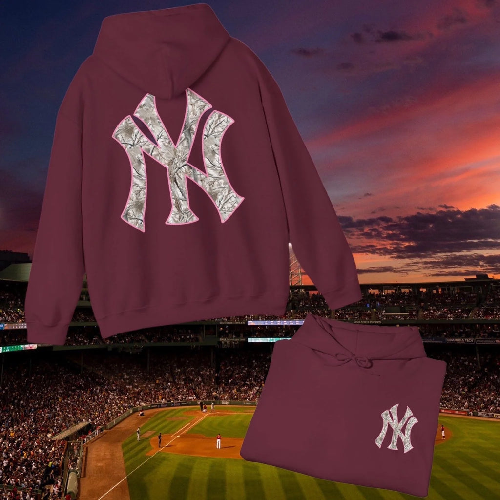 Yankees Inspired Camo Graphic Sweatshirt in Wine (Adult/Tweens)