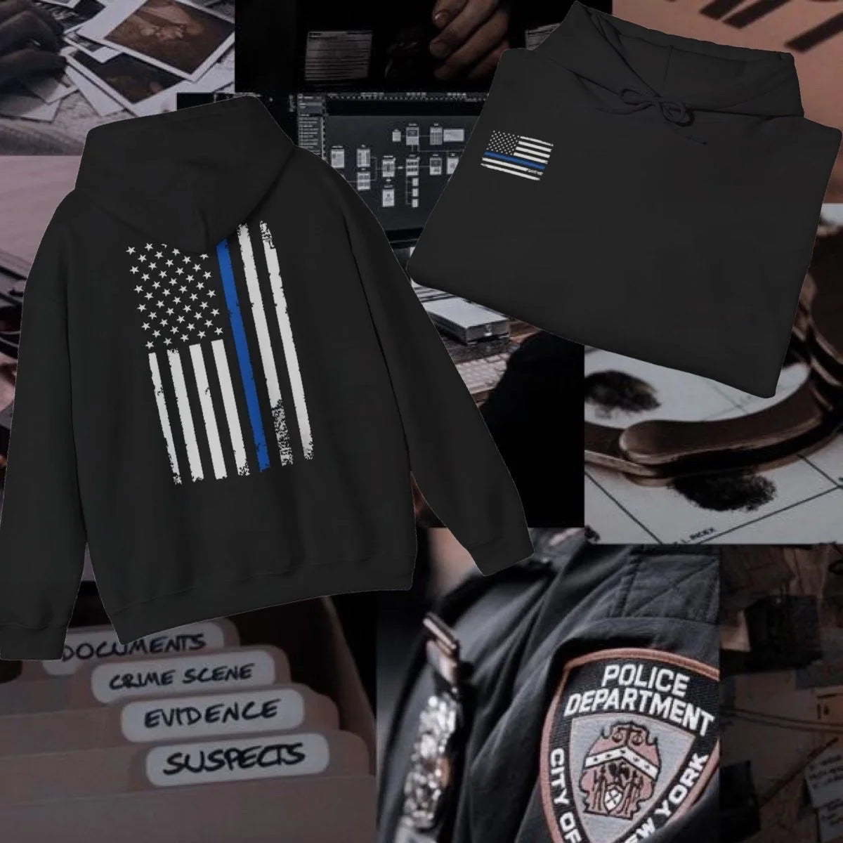 Blue Flag Graphic Sweatshirt in Black (Adult/Tweens)