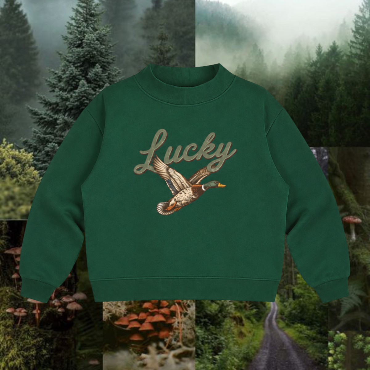 Lucky Mallard Duck Mockneck Sweatshirt